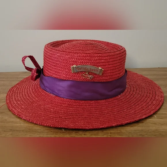 GORGEOUS RED HAT SOCIETY HAT Red Hat Society Wool Round Style Hat with Sequence & Bow  main image 4